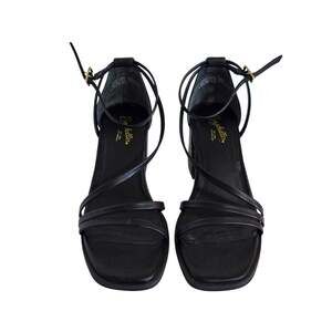 Seychelles Comradery Black Leather Strappy Block Heel Sandals Size 7